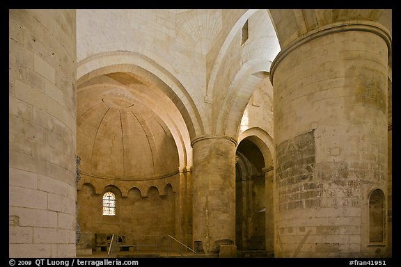 Romanesque interior of Saint Honoratus church, Alyscamps. Arles, Provence, France (color)
