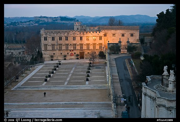 Petit Palais and plazza seen from Papal Palace. Avignon, Provence, France