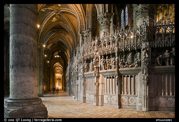 Sanctuary and Aisle, Cathedral of Our Lady of Chartres,. France (color)