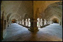 Wide view of cloister galleries, Fontenay Abbey. Burgundy, France (color)