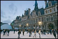 Hotel de Ville with Christmas ice ring. Paris, France (color)