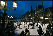 Skating rink by night, Hotel de Ville. Paris, France (color)