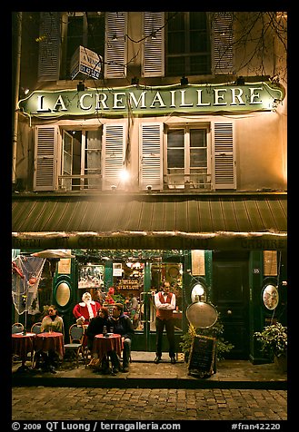 Restaurant and building, Montmartre. Paris, France (color)