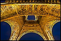 Eiffel Tower structure by night. Paris, France (color)
