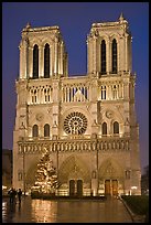 Notre-Dame-de-Paris Cathedral at night. Paris, France (color)