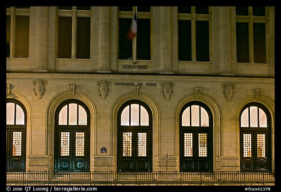 Main entrance of Sorbonne University. Quartier Latin, Paris, France