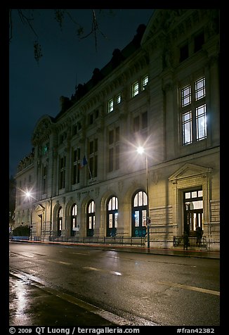 The Sorbonne by night. Quartier Latin, Paris, France
