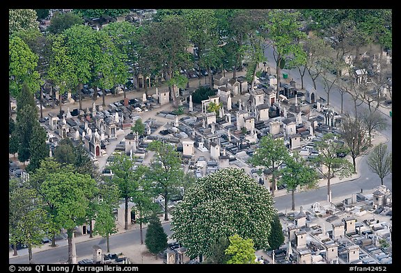 Montparnasse Cemetery from above. Paris, France (color)