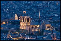 Notre-Dame de Paris Cathedral from above at night. Paris, France ( color)