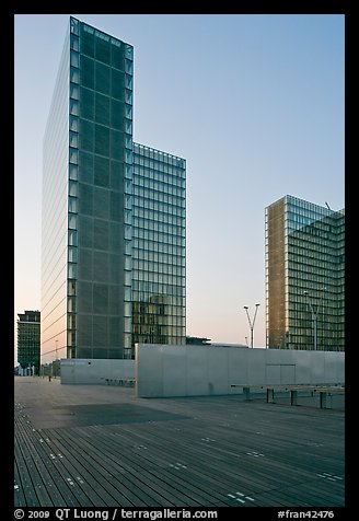 Towers of the French National Library at sunset. Paris, France (color)