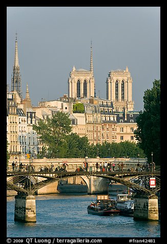 Passerelle des Arts and bell towers of Notre-Dame. Paris, France