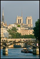 Passerelle des Arts and bell towers of Notre-Dame. Paris, France (color)