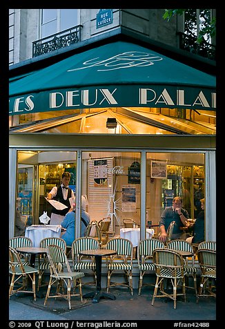 Cafe at dusk. Paris, France (color)