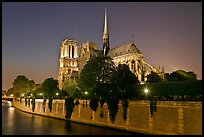 Seine River and Notre Dame de Paris at night. Paris, France (color)