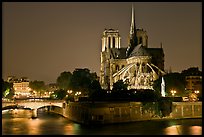 Ile de la Cite and Notre Dame de Paris rear by night. Paris, France (color)