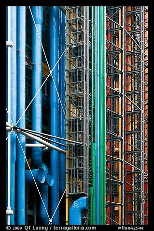 Color-coded pipes (climate,electrical,plumbing,circulation), Centre George Pompidou. Paris, France (color)