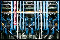 Rear of Pompidou Center with exposed blue tubes used for climate control. Paris, France ( color)