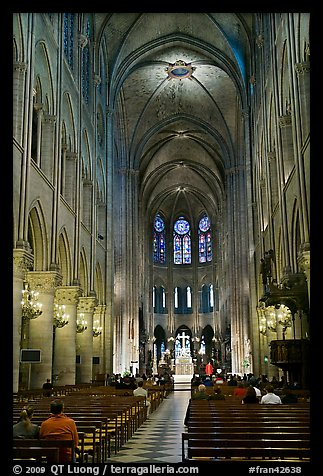 Nave during mass, Notre-Dame. Paris, France