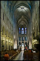Nave during mass, Notre-Dame. Paris, France (color)