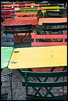 Wet tables and chairs, Montmartre. Paris, France (color)