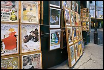 Reproduction of period posters for sale, Montmartre. Paris, France