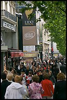 Pedestrians on a Champs-Elysees sidewalk. Paris, France ( color)