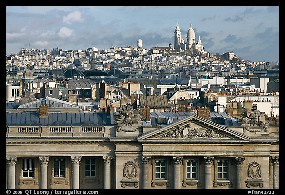 Classical building, Rooftops and Butte Montmartre. Paris, France