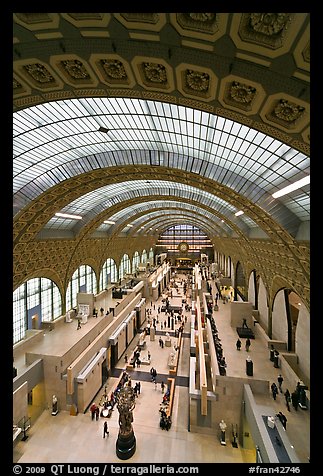 Vaulted ceiling and main room of the Musee d'Orsay. Paris, France (color)