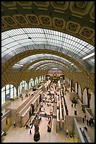 Vaulted ceiling and main room of the Musee d'Orsay. Paris, France