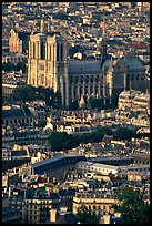 Notre Dame seen from the Montparnasse Tower, late afternoon. Paris, France