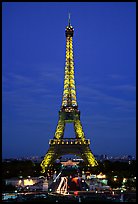 Tour Eiffel (Eiffel Tower) by night. Paris, France (color)