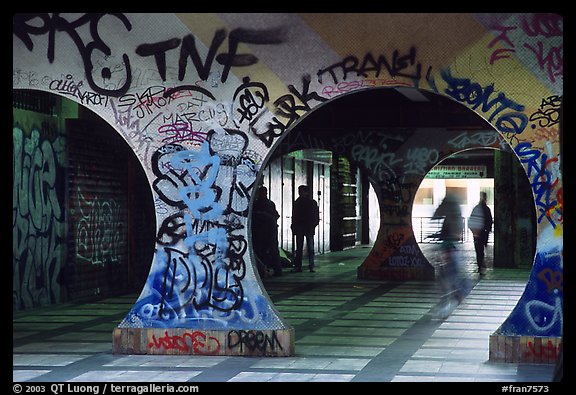 Gallery with graffiti. Paris, France (color)