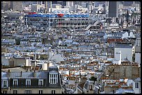 Rooftops and Centre Beaubourg seen from Montmartre. Paris, France (color)