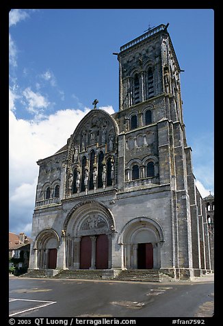 Facade of the Romanesque church of Vezelay. Burgundy, France