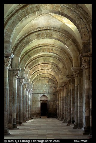 Aisle in the church of Vezelay. Burgundy, France