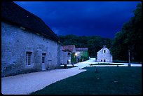 Gardens, approaching evening storm, Fontenay Abbey. Burgundy, France (color)