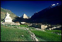Kargiakh village, with Gumburanjan peak in the distance, Zanskar, Jammu and Kashmir. India ( color)