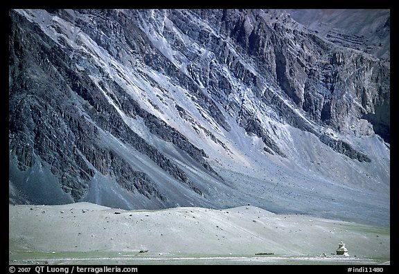 Chorten and mountain slopes, Zanskar, Jammu and Kashmir. India (color)