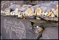 Stones and mani wall, Zanskar, Jammu and Kashmir. India