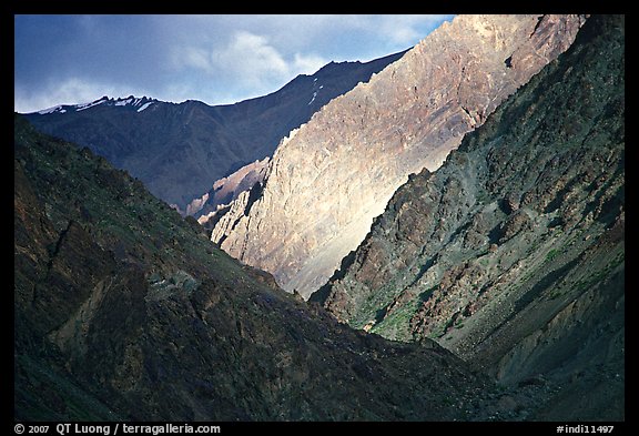 Dramatic light on barren mountains, Zanskar, Jammu and Kashmir. India (color)