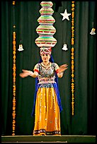 Rajasthani dancer with balanced jars. New Delhi, India (color)