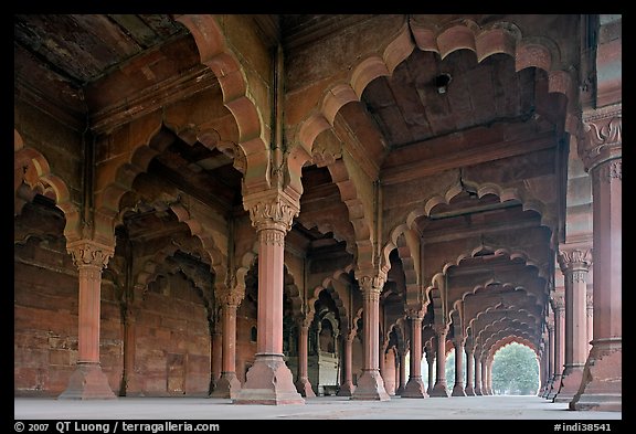 Arches in Diwan-i-Am, Red Fort. New Delhi, India (color)
