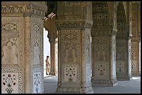 Row Columns and guard, Royal Baths, Red Fort. New Delhi, India ( color)