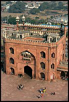 East Gate and courtyard from above, Jama Masjid. New Delhi, India (color)