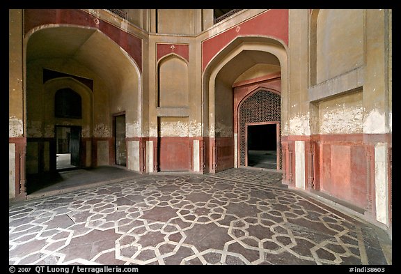 South hall, Humayun's tomb. New Delhi, India (color)