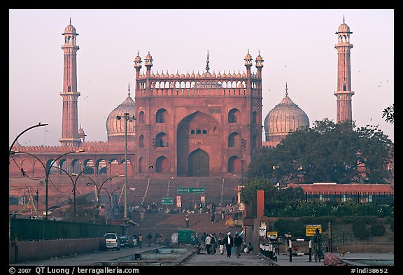 Jama Masjid and East Gate at sunrise. New Delhi, India