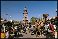 Camel and clock tower in Sardar Market. Jodhpur, Rajasthan, India