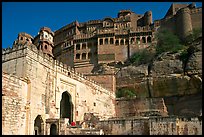 Gate and high wall, Mehrangarh Fort. Jodhpur, Rajasthan, India ( color)