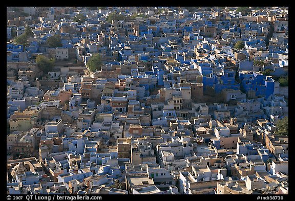 View over a sea of blue houses from Mehrangarh Fort. Jodhpur, Rajasthan, India