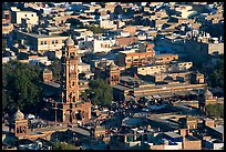 Sardar Market and bell tower seen from above. Jodhpur, Rajasthan, India ( color)